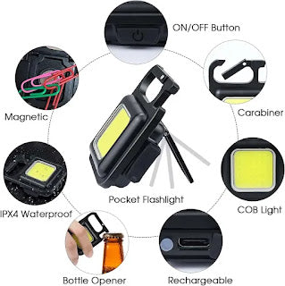 Mini COB Rechargeable LED Keychain Light / Flashlight