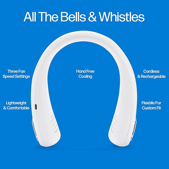 Bladeless Mini Neck Fan – USB Rechargeable, 5-Speed Cooling